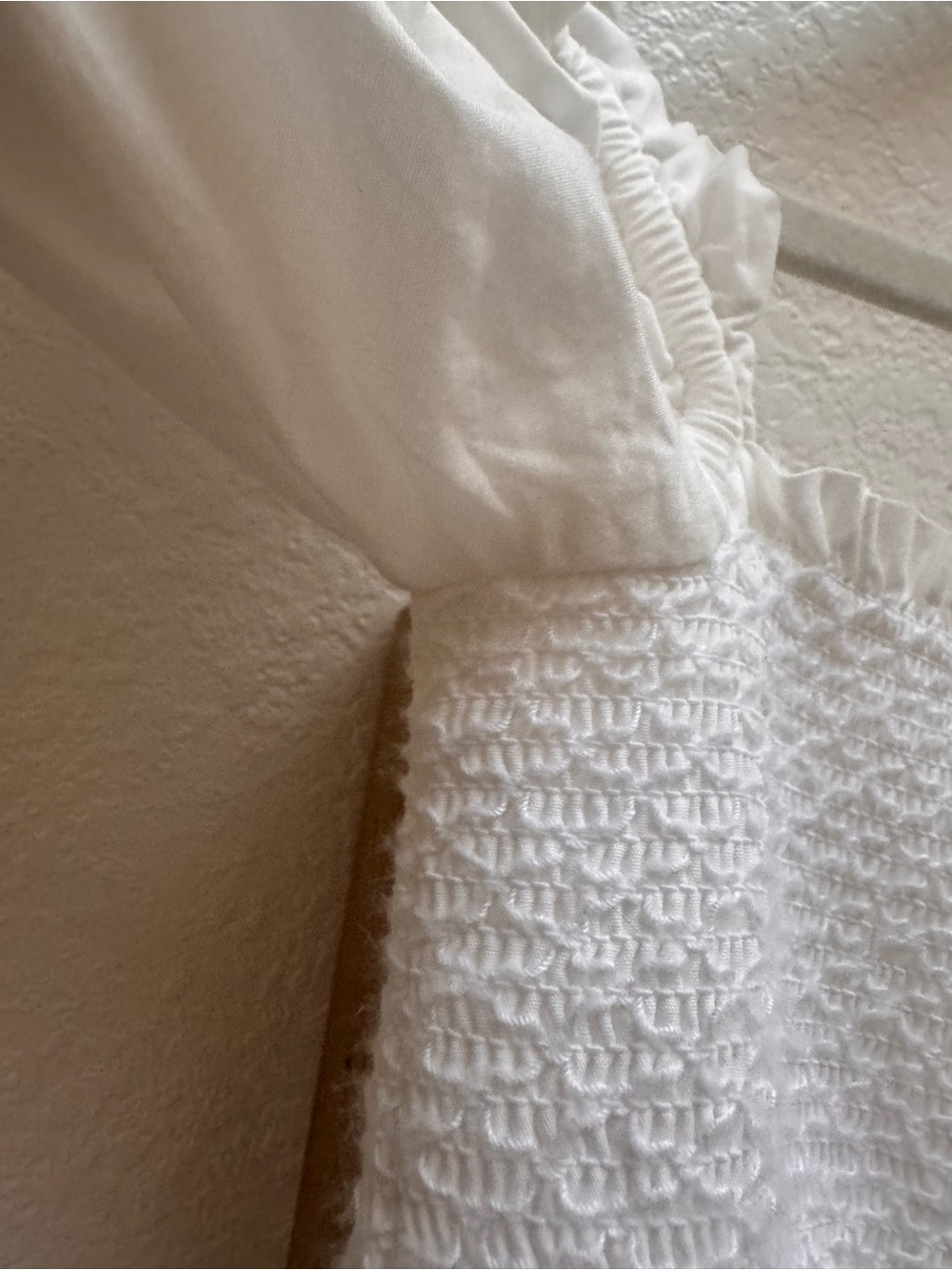 Sundays Best Aritzia Hadley White Smocked Square Neck Puff-Sleeve Baby Doll Mini - Picture 14 of 15